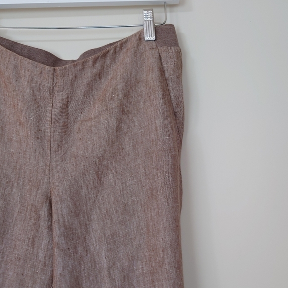 J. Jill Love Linen 100% Linen Half Band Waist Pull On Pants Pocket Size SP Brown - Picture 4 of 11